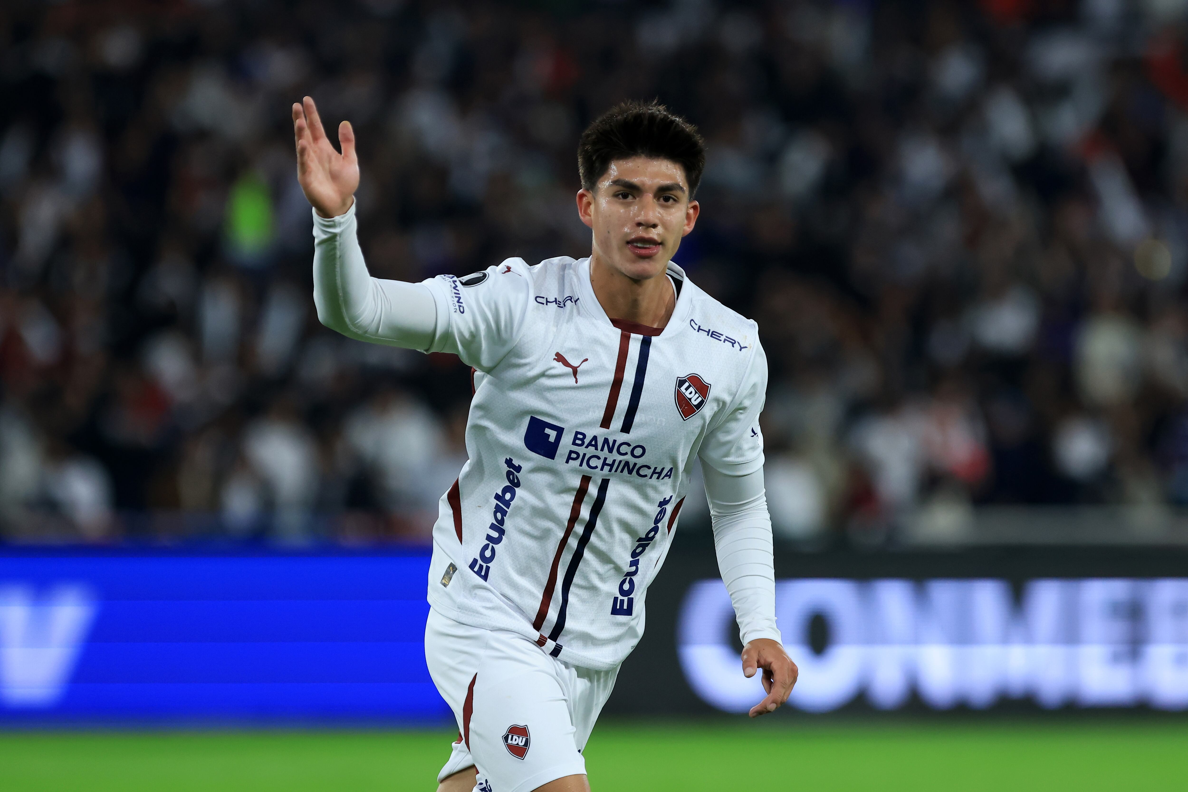 Gabriel Villamil de Liga de Quito celebra un gol ante Palmeiras. FOTO: Franklin Jacome/Getty Images