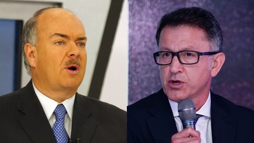 Periodista deportivo Iván Mejía y entrenador Juan Carlos Osorio. Foto: Colprensa / Colprensa - Luisa González