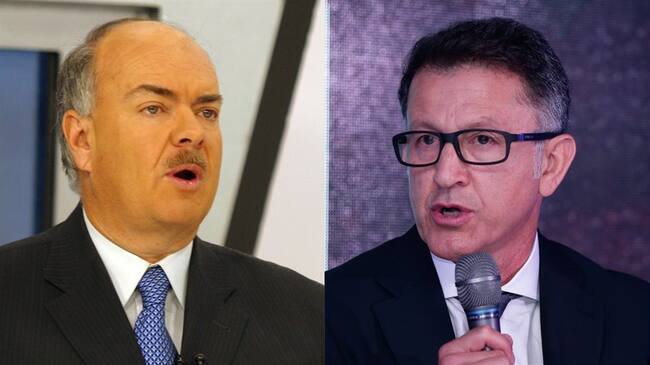 Periodista deportivo Iván Mejía y entrenador Juan Carlos Osorio. Foto: Colprensa / Colprensa - Luisa González