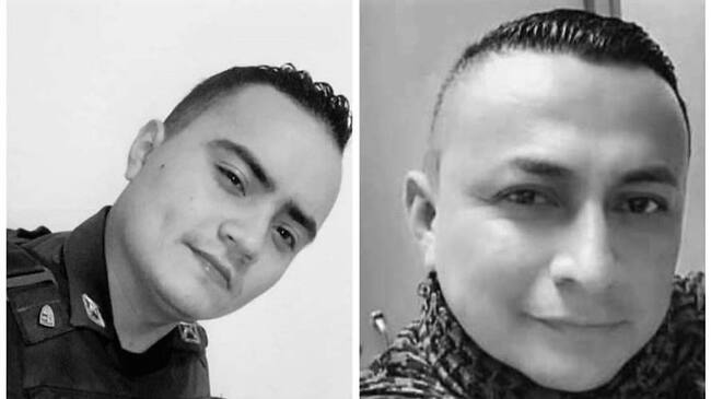 Las víctimas fueron identificadas como los patrulleros José Alejandro Goyes Aguilera y Wilmar Alfonso Guzmán Martínez. Crédito; Policía Cauca