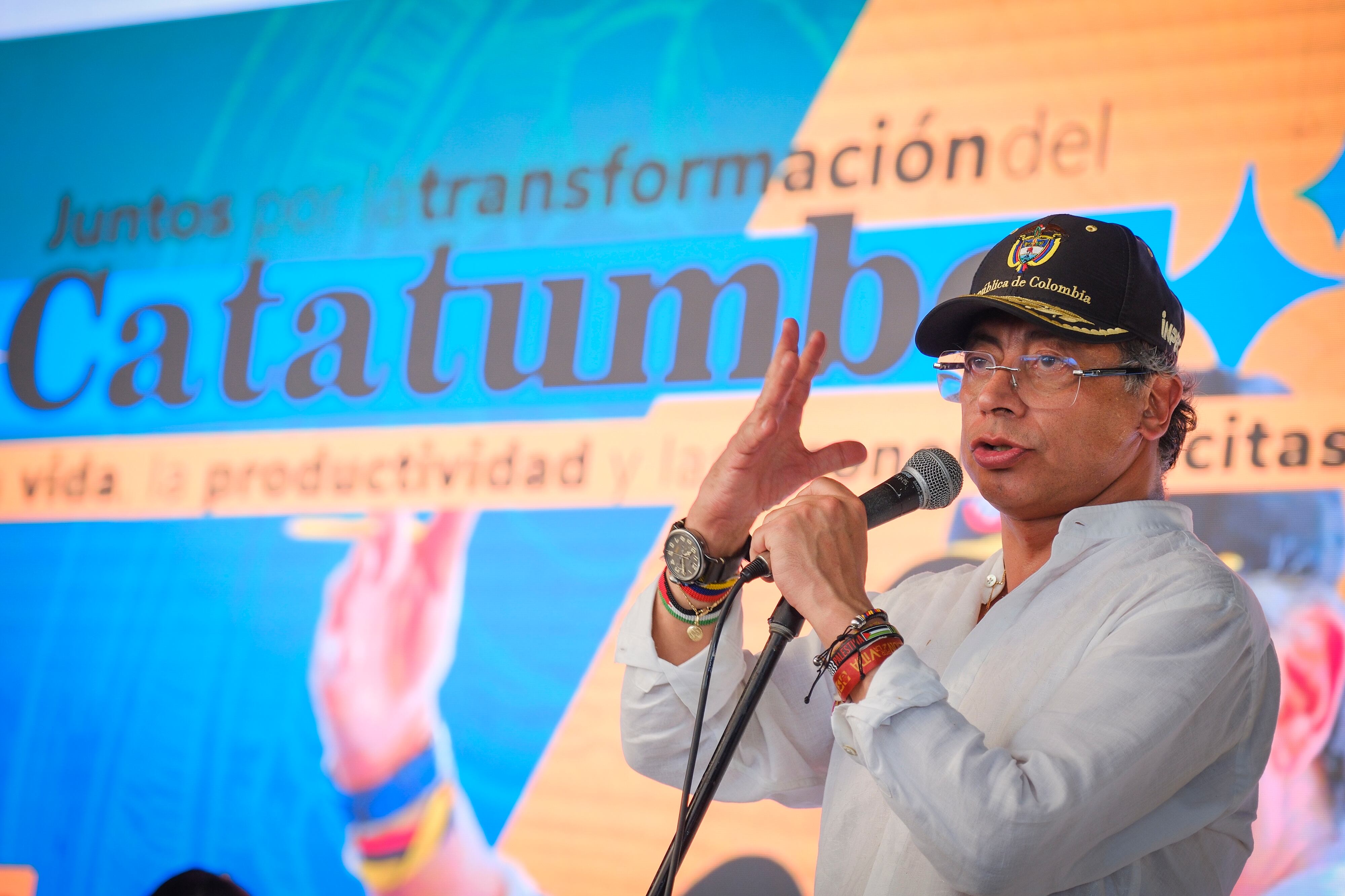 Gustavo Petro, presidente de Colombia, desde el municipio de Tibú. / Foto: Presidencia.