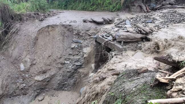La avenida torrencial generó afectaciones en la bocatoma del acueducto. Foto: Alcaldía de Santa Rosa