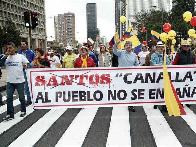 Marcha uribista contra Santos. Foto: Colprensa