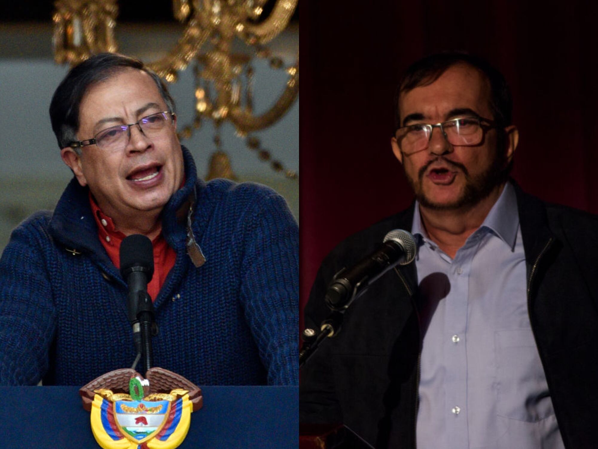Gustavo Petro, presidente de Colombia y Rodrigio Londoño. Fotos: Getty Images.