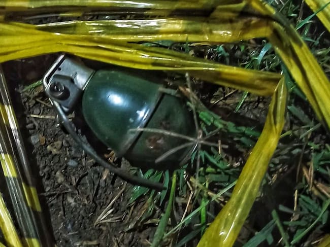 En la escena se encontró una granada de fragmentación. Crédito: Red de Apoyo Cauca.