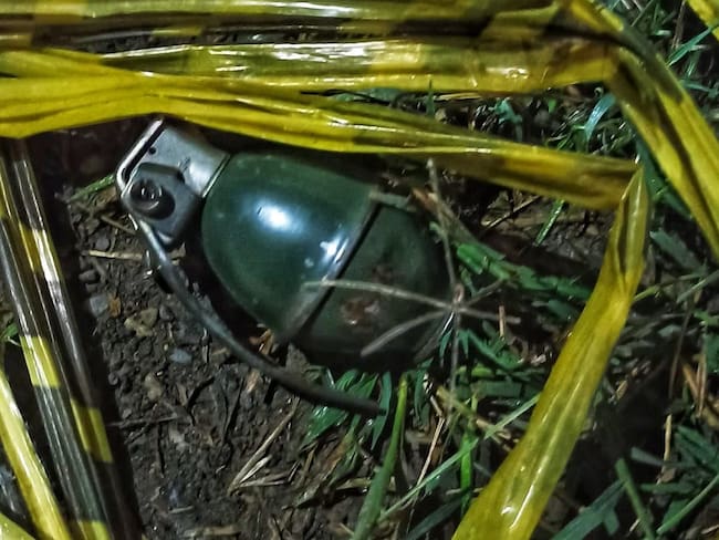 En la escena se encontró una granada de fragmentación. Crédito: Red de Apoyo Cauca. 