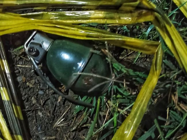 En la escena se encontró una granada de fragmentación. Crédito: Red de Apoyo Cauca.