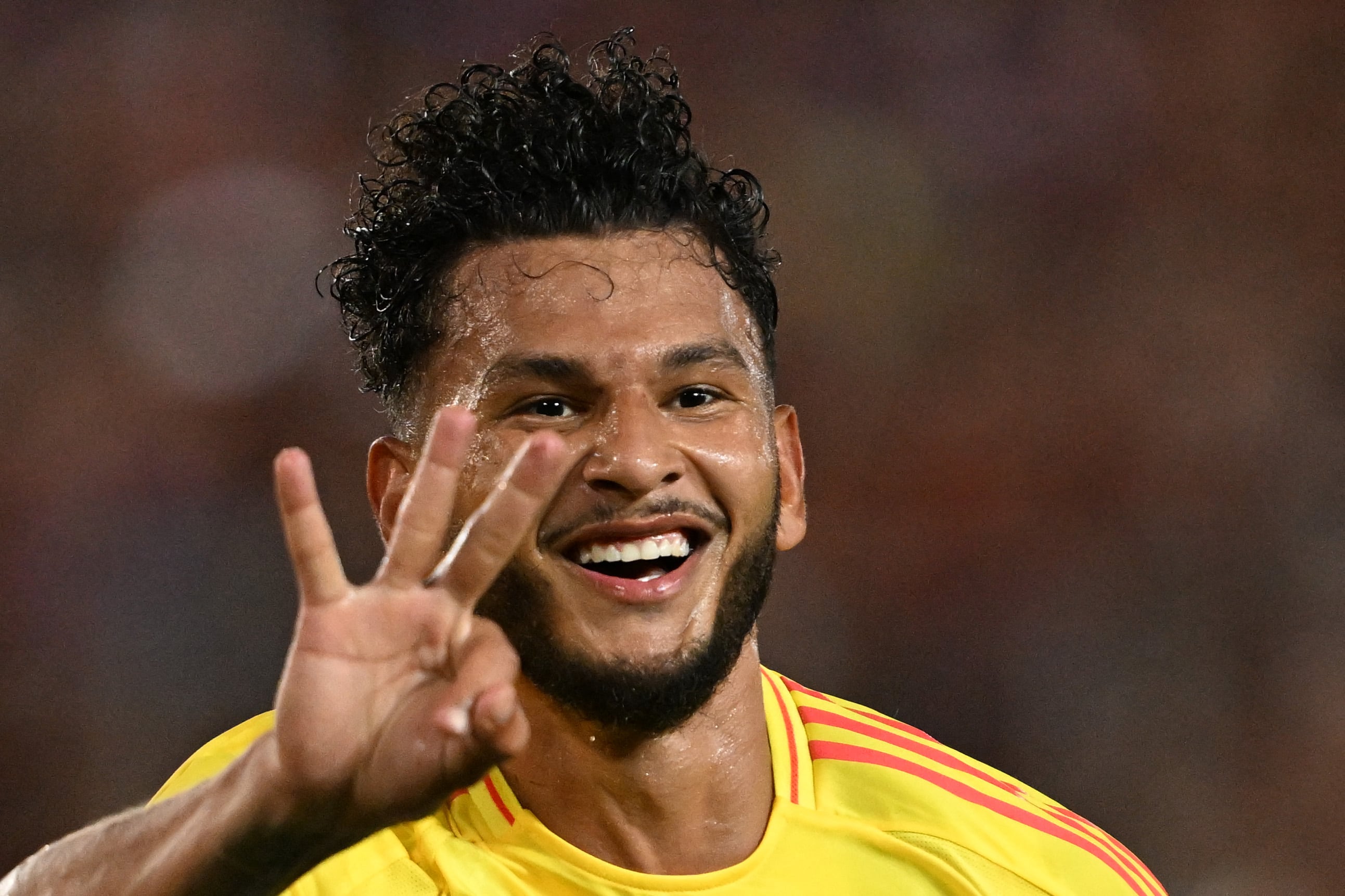 Luis Suarez celebra su tercer gol ante Venezuela. FOTO: JUAN BARRETO/AFP via Getty Images