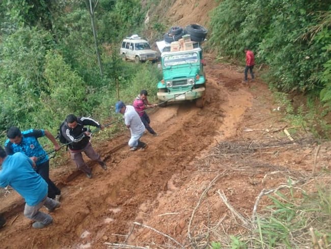 La comunidad del Resguardo Indígena de Honduras denunció dificultades para el acceso de vehículos . Foto: Cortesía Rolando Tálaga