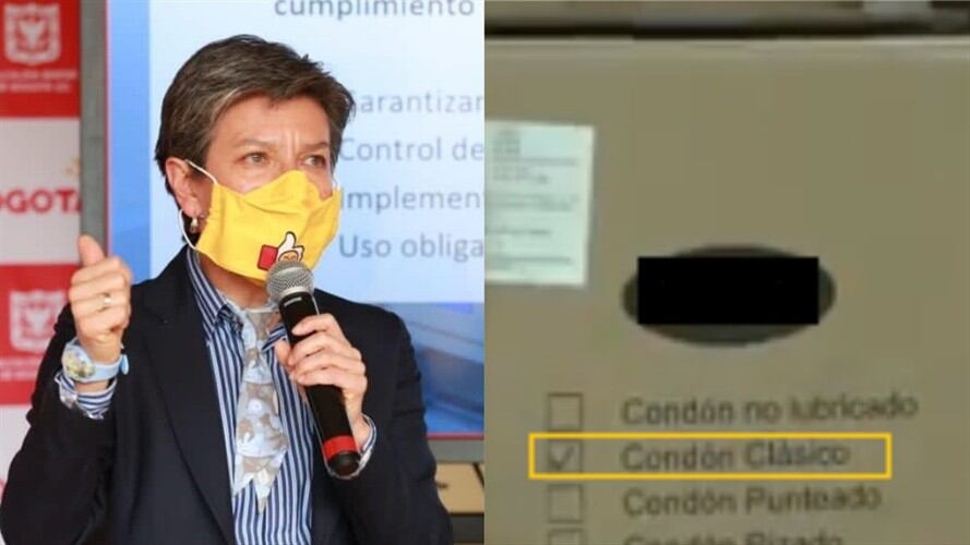 Opiniones divididas por caja de condones en insumos médicos de Bogotá. Foto: Colprensa - Video Twitter: @ClaudiaLopez