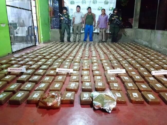 La Policía informó que en lo corrido del año han incautado más de 14 toneladas de marihuana en Cauca. Foto: Policía Cauca