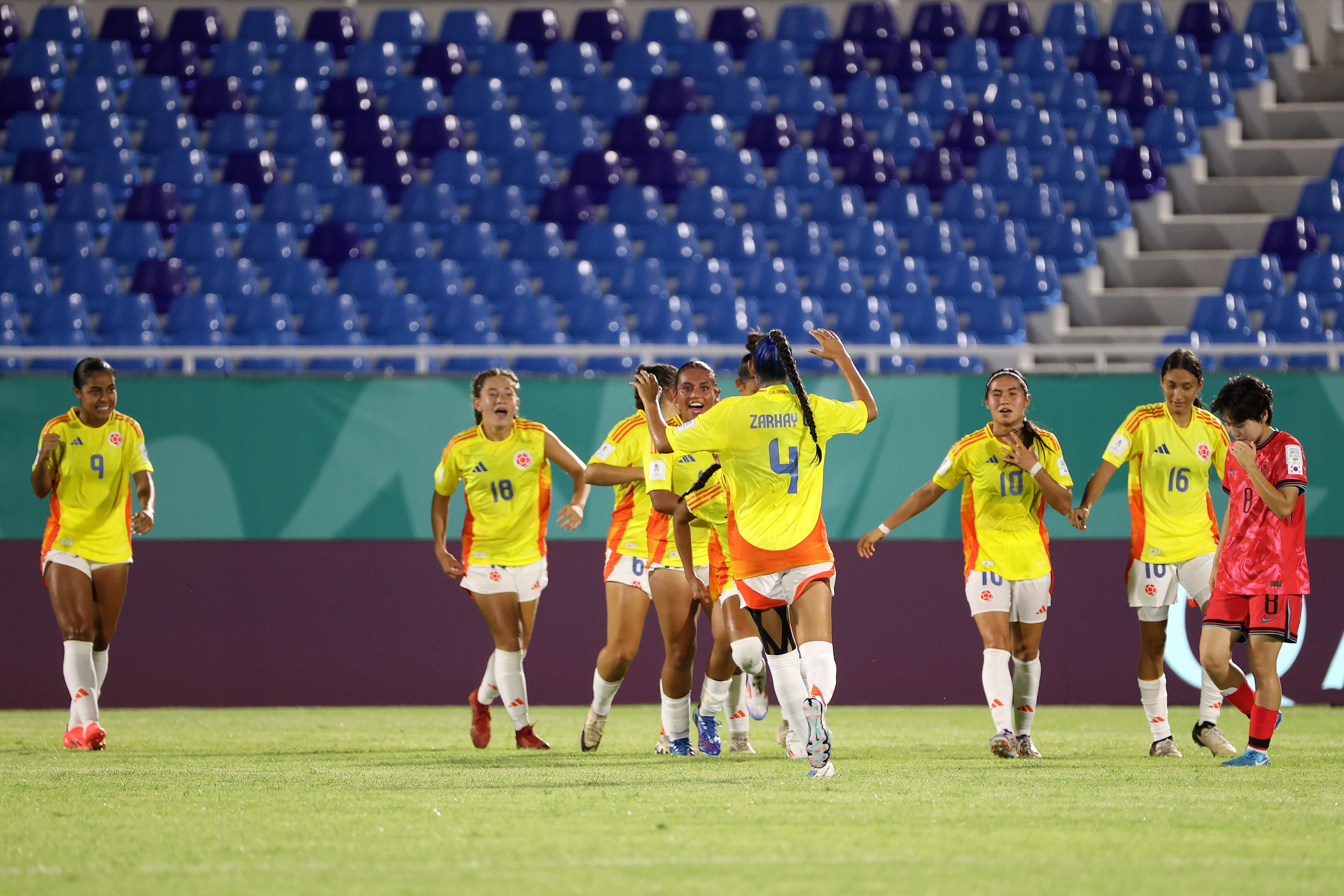 Jugadoras de la Selección Colombia en el Mundial Sub-17. Foto: EFE/Orlando Barría