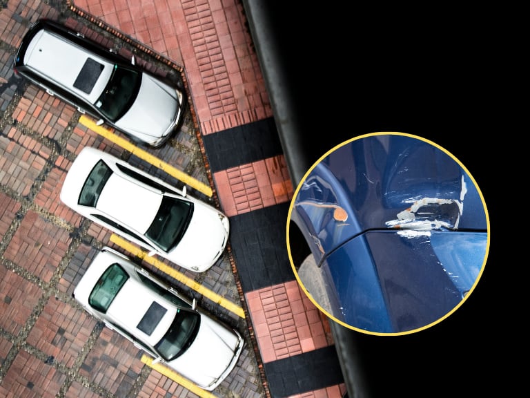 Carros estacionados en un parqueadero privado / Daño en la parte del exterior de los extremos delanteros y traseros del vehículo (Getty Images)