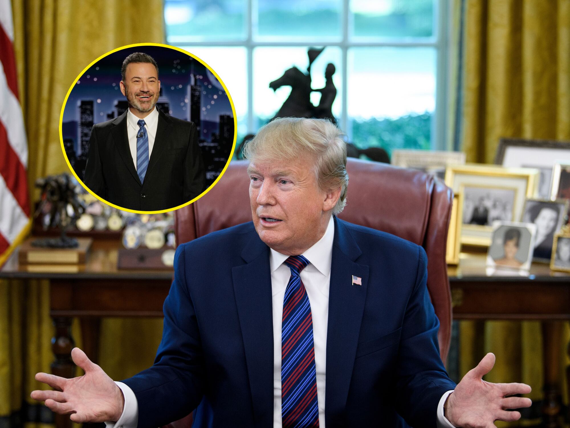 Donald Trump calificó como “buenas noticias” la cancelación de programa de Jimmy Kimmel. Foto: Getty Images.