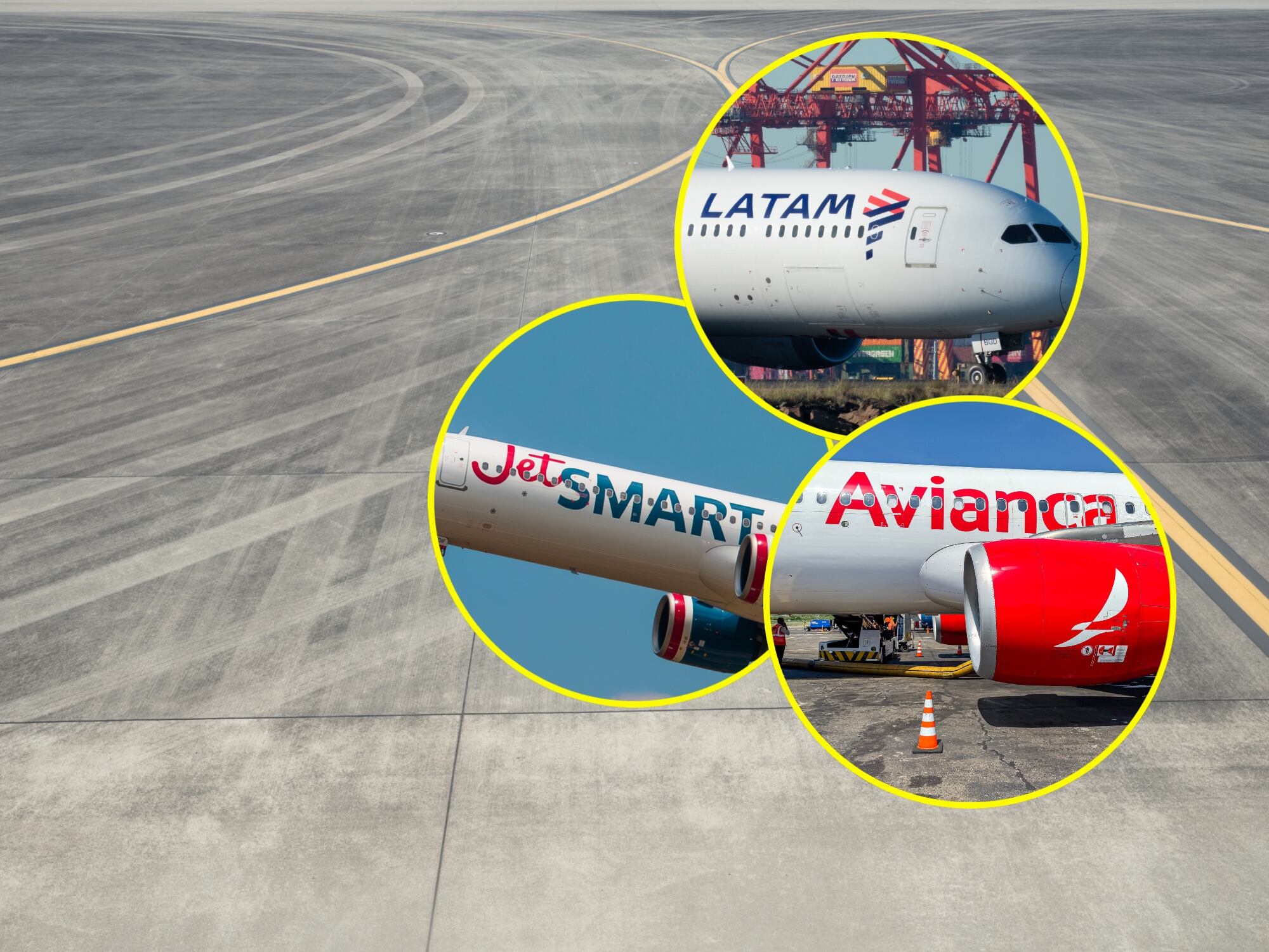 LATAM, JETSMART Y AVIANCA. Fotos: Getty Images