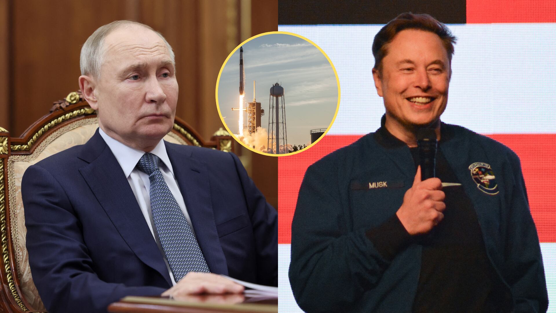 Vladímir Putin. Foto: VYACHESLAV PROKOFYEV/POOL/AFP via Getty Images - Elon Musk. Foto: ROBIN LEGRAND/AFP via Getty Images.
