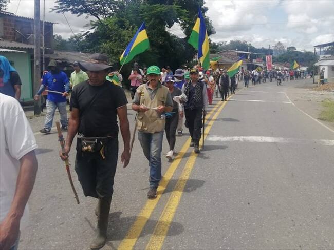 En la manifestación participaron comunidades del Macizo Colombiano, la Asociación Campesina de Playa Rica, así como organizaciones de Huisitó, municipio de El Tambo, y Afrorenacer de López de Micay. Foto: Cortesía Sucesos Cauca