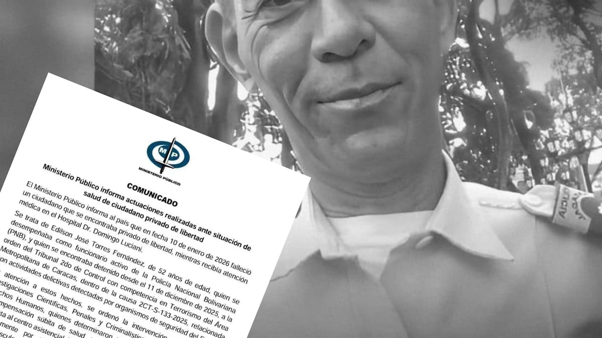 Fiscal general de Venezuela informó que policía detenido murió bajo custodia tras un paro cardíaco