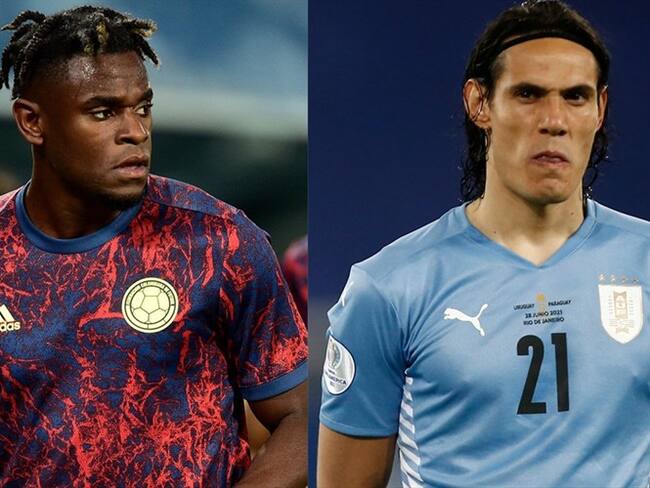 Atacante colombiano Duván Zapata y delantero uruguayo Edinson Cavani. Foto: Rogerio Florentino/Getty Images - Wagner Meier/Getty Images
