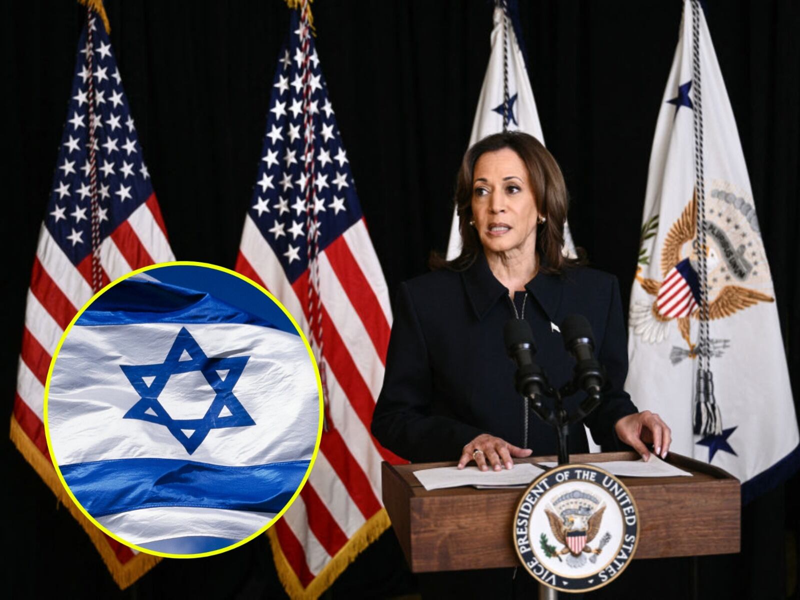 Kamala Harris aseguró que su compromiso con la seguridad de Israel es “inquebrantable”. (Photo by Brendan SMIALOWSKI / AFP) (Photo by BRENDAN SMIALOWSKI/AFP via Getty Images)