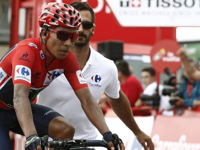 El ciclista colombiano del equipo Movistar, Nairo Quintana, líder de la clasificación general. Foto: Agencia EFE