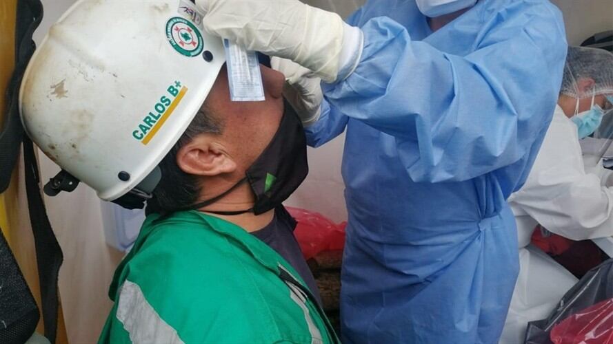 Hicieron pruebas COVID a quienes ayudan al rescate de mineros en Caldas. Foto: Agencia Nacional de Minería