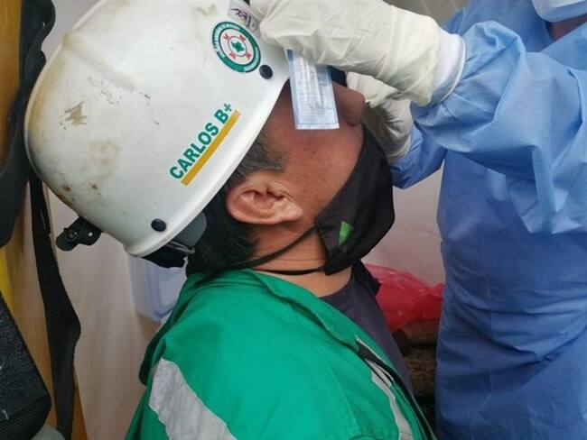 Hicieron pruebas COVID a quienes ayudan al rescate de mineros en Caldas. Foto: Agencia Nacional de Minería