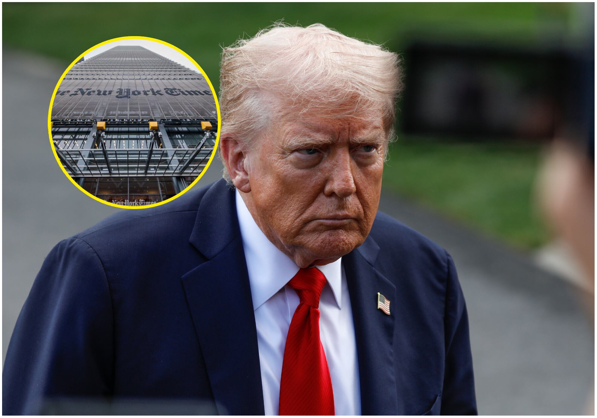 Trump anunció una demanda de 15 mil millones de dólares por difamación contra el New York Times. Foto: Getty Images.