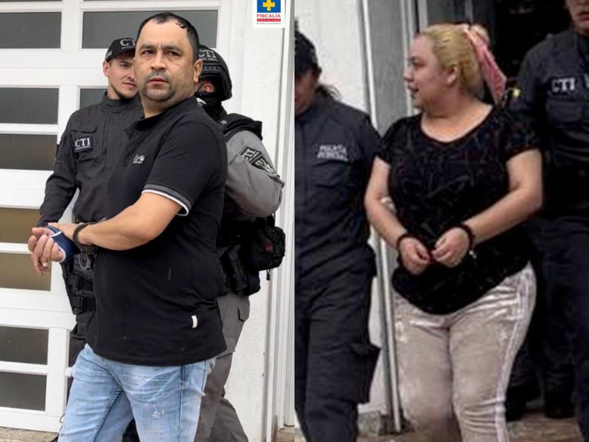 Capturan a pareja que amenazaba a jueces y periodistas en Tuluá. Fotos: Fiscalía.