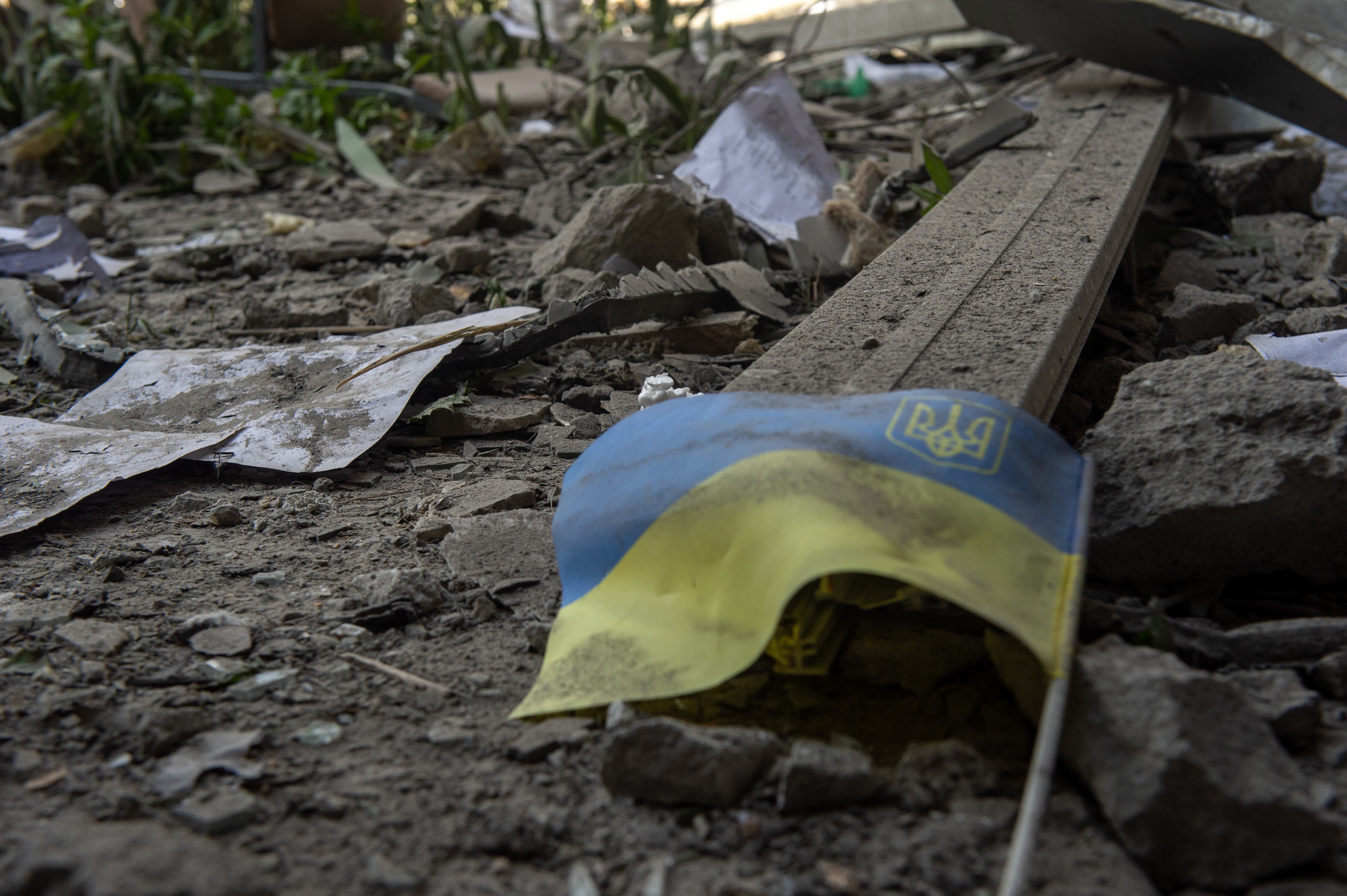 KHARKIV, UKRAINE - JUNE 02: A school which is destroyed as a result of the shelling is seen in Kharkiv, Ukraine on June 02, 2022. (Photo by Sofia Bobok/Anadolu Agency via Getty Images)