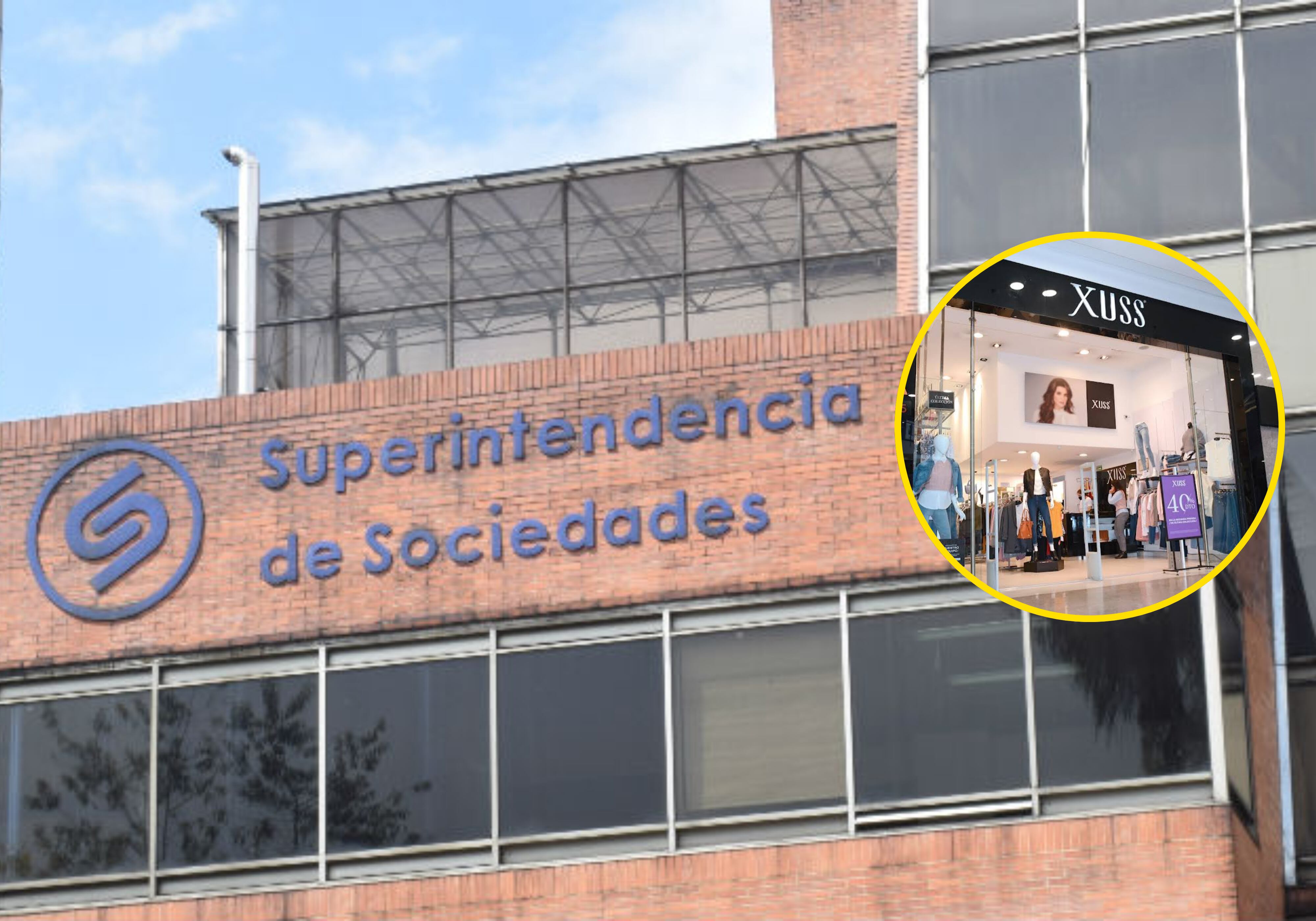 Edificio de la Superintendencia de Sociedades (Supersociedades) e imagen de una tienda de ropa Xuss (Google Maps)