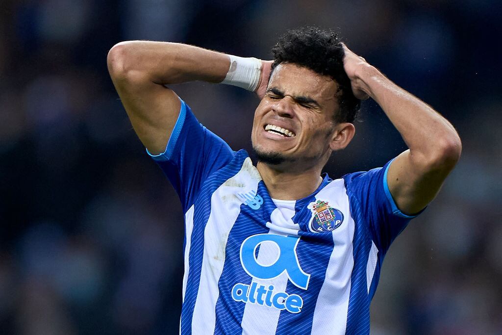 PORTO, PORTUGAL - DECEMBER 23: Luis Diaz of FC Porto reacts during the Taca de Portugal match between FC Porto and SL Benfica at Estadio do Dragao on December 23, 2021 in Porto, Portugal. (Photo by Jose Manuel Alvarez/Quality Sport Images/Getty Images)