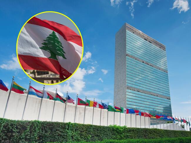 ONU y bandera del Líbano. I Fotos: Getty Images.