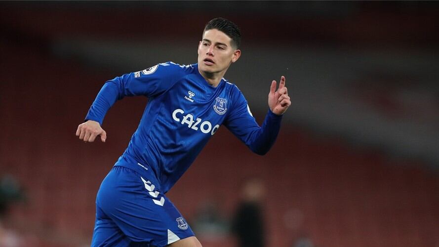 James Rodríguez, jugador del Everton. Foto: James Williamson - AMA/Getty Images