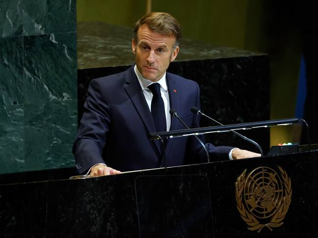 Emmanuel Macron, presidente de Francia en la Asamblea General de la ONU. Foto: Taylor Hill/Getty Images