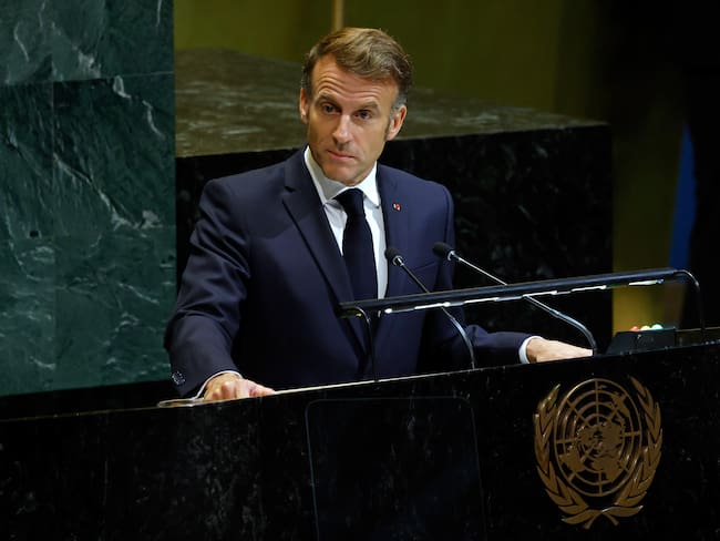 Emmanuel Macron, presidente de Francia en la Asamblea General de la ONU. Foto: Taylor Hill/Getty Images