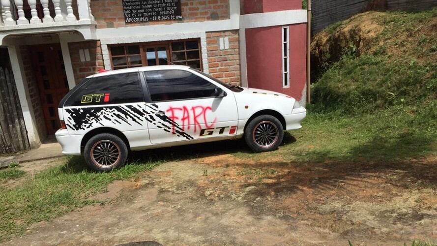 En poblaciones como Pescador, Caldono, pintaron grafitis . Foto: Cortesía Sucesos Cauca