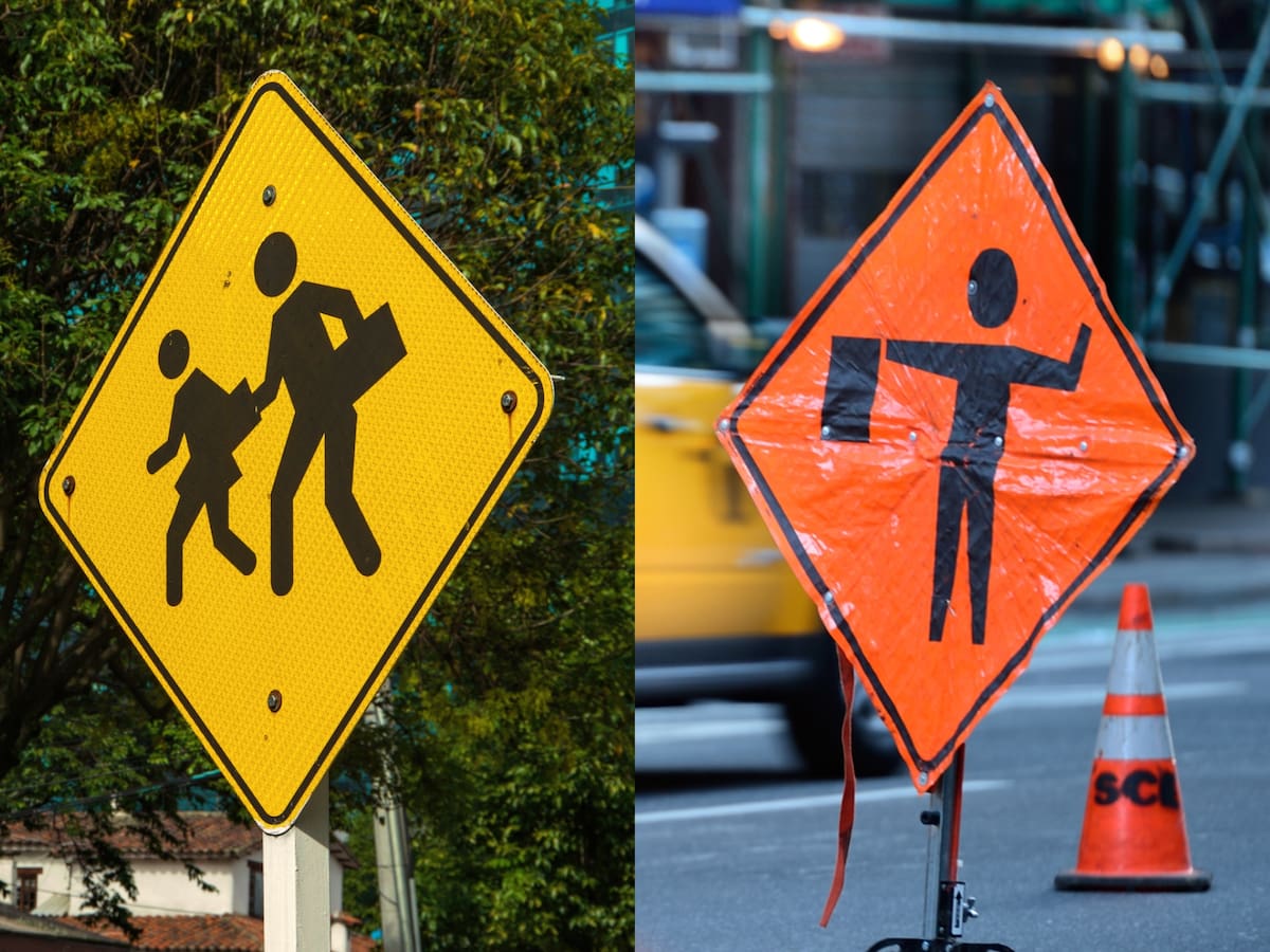 ¿Lo sabía? Esta es la diferencia entre las señales de tránsito amarillas y las anaranjadas