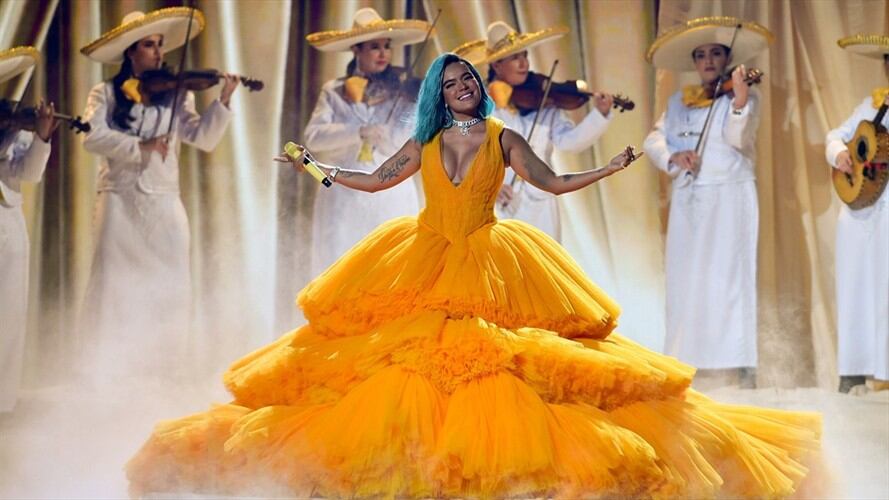 Karol G, cantante colombiana en los Premios Juventud. Foto: Jason Koerner/Getty Images for Univision