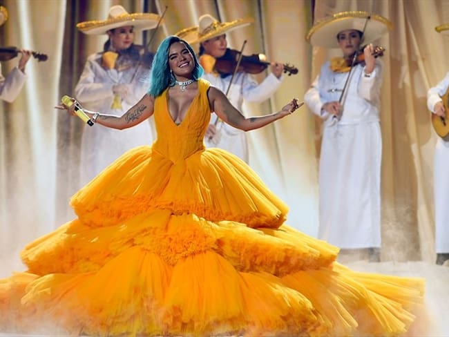 Karol G, cantante colombiana en los Premios Juventud. Foto: Jason Koerner/Getty Images for Univision