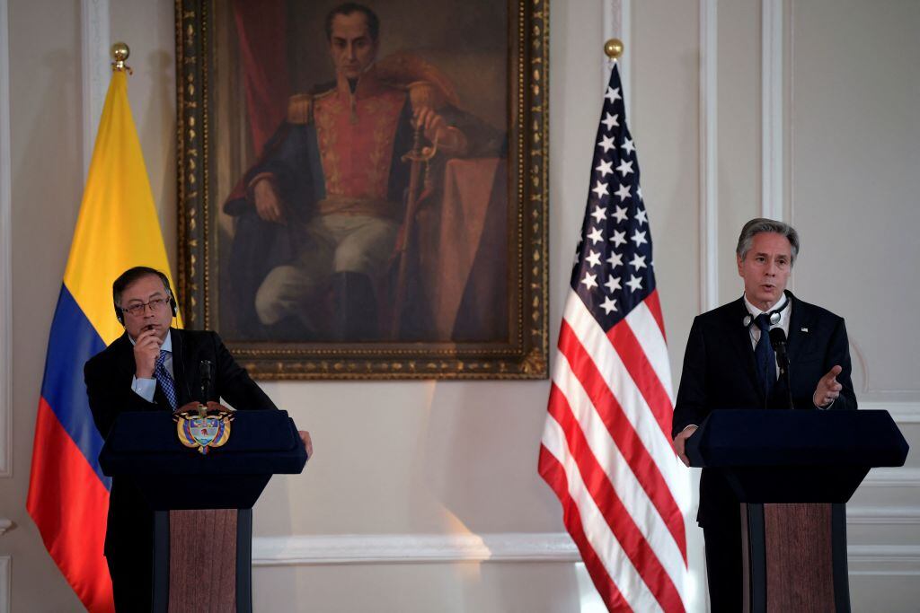 Gustavo Petro, presidente de Colombia y Antony Blinken, secretario de Estado de Estados Unidos. Foto: Getty Images.