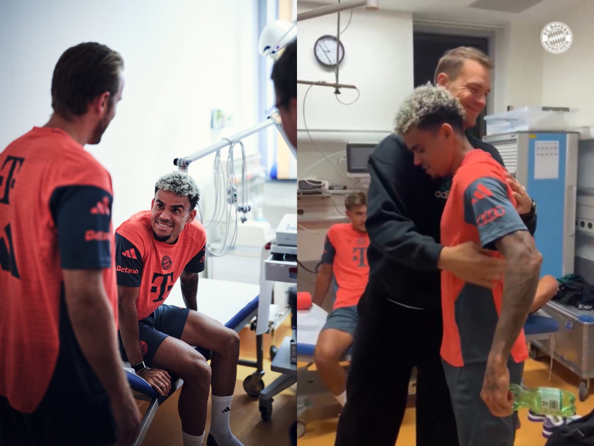 Luis Díaz con sus compañeros del Bayern Múnich. Fotos: X del Bayern Múnich.