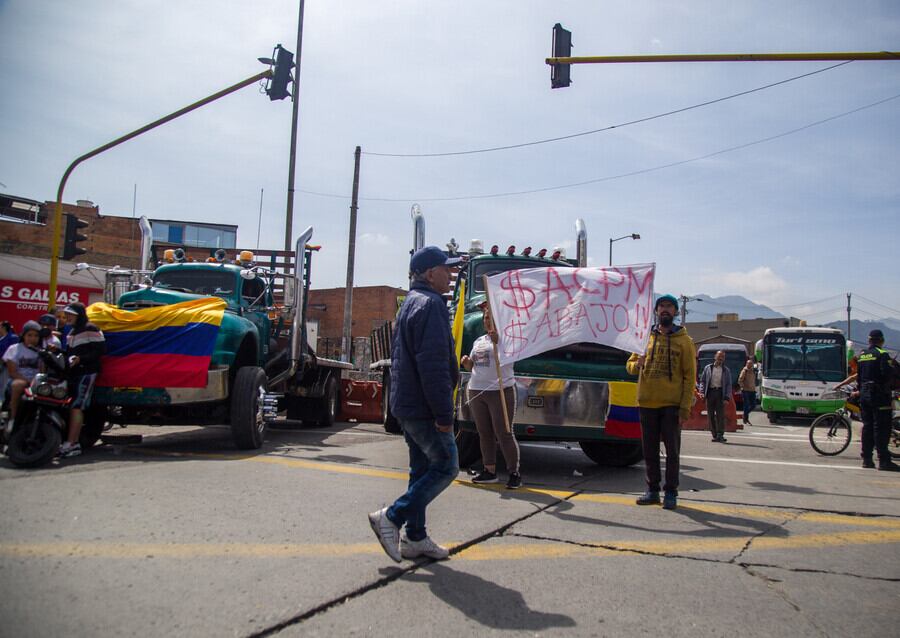 Manifestaciones de transportadores de carga en Bogotá. Foto: Colprensa.