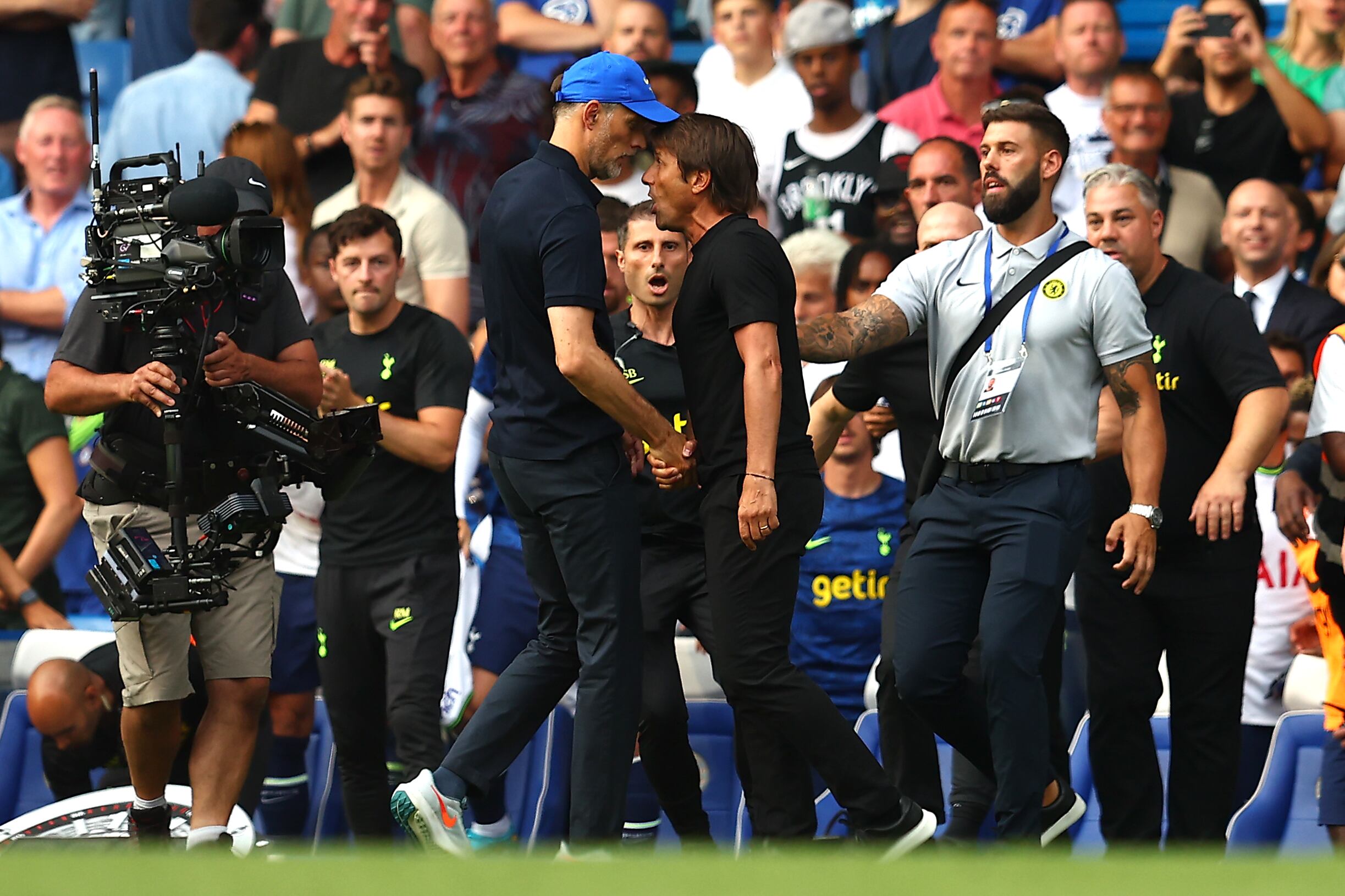 Pelea entre Thomas Tuchel y Antonio Conte. Foto: Chris Brunskill/Fantasista/Getty Images