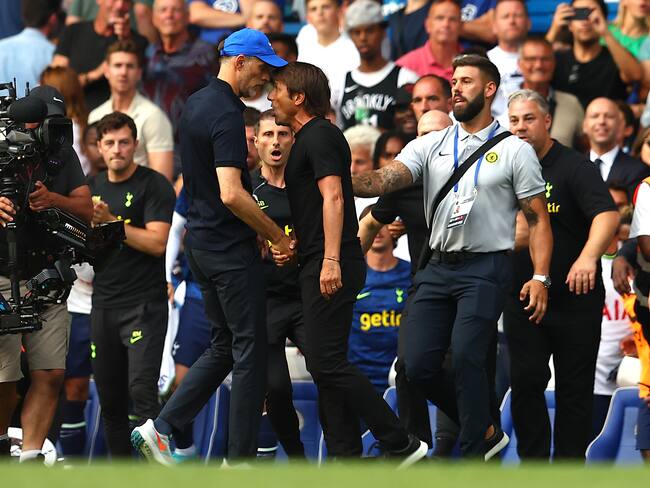 Pelea entre Thomas Tuchel y Antonio Conte. Foto: Chris Brunskill/Fantasista/Getty Images