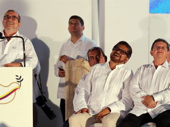 Negociadores de las Farc durante la firma del acuerdo el pasado 26 de septiembre. Foto: Agencia EFE