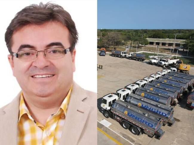 Olmedo López, director de la UNGRD y los carrotanques de La Guajira. Fotos: Suministradas.