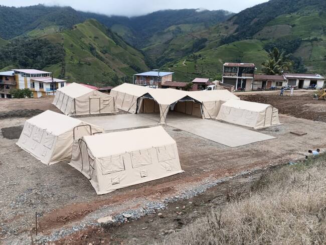 Hospital de campaña instalado en El Plateado, Cauca. Crédito: Ministerio de Salud.