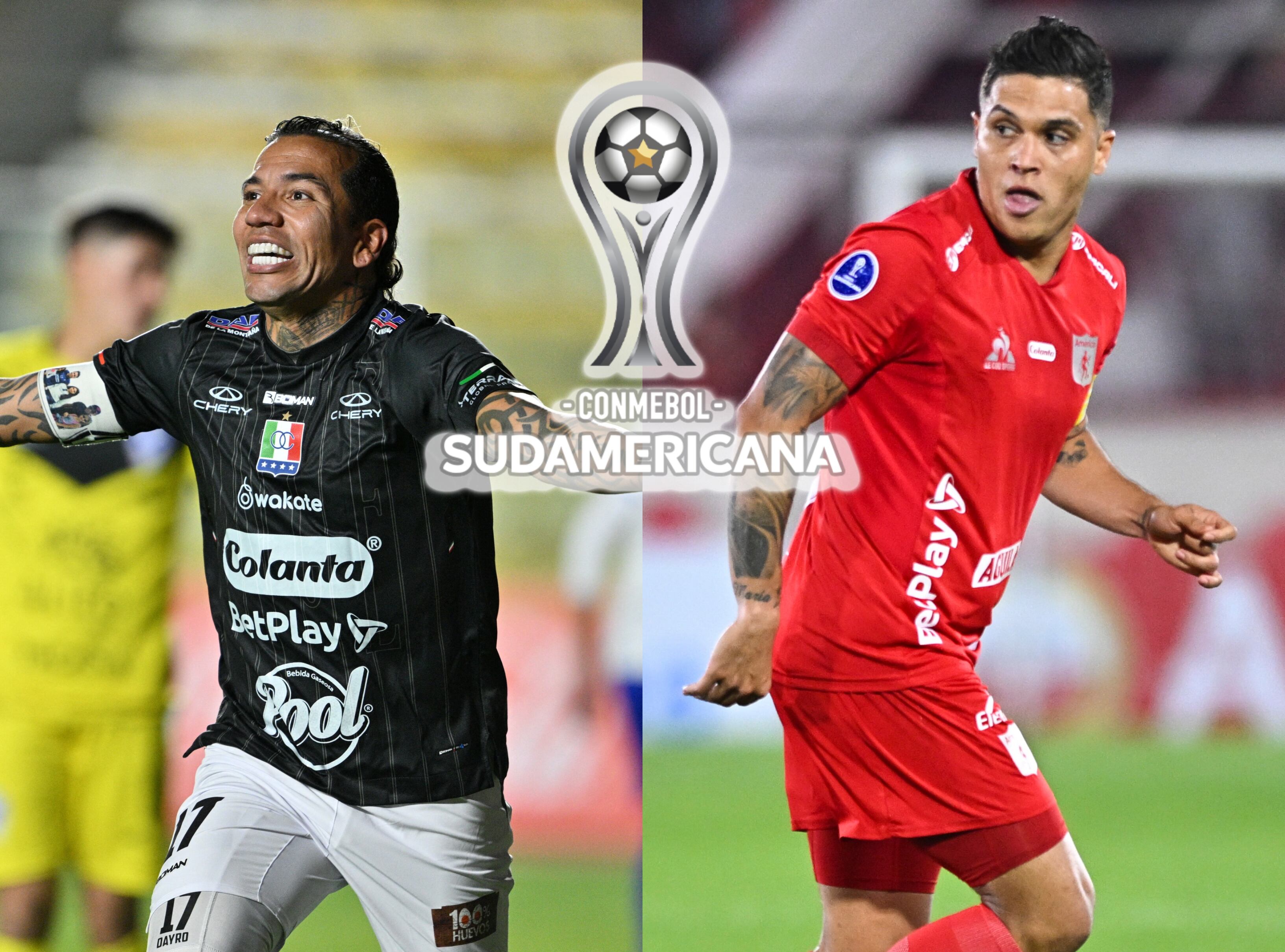 Dayro Moreno del Once Caldas. FOTO: AIZAR RALDES/AFP/Getty Images. // Juan Fernando Quintero de América de Cali. FOTO: Rodrigo Valle/Getty Images