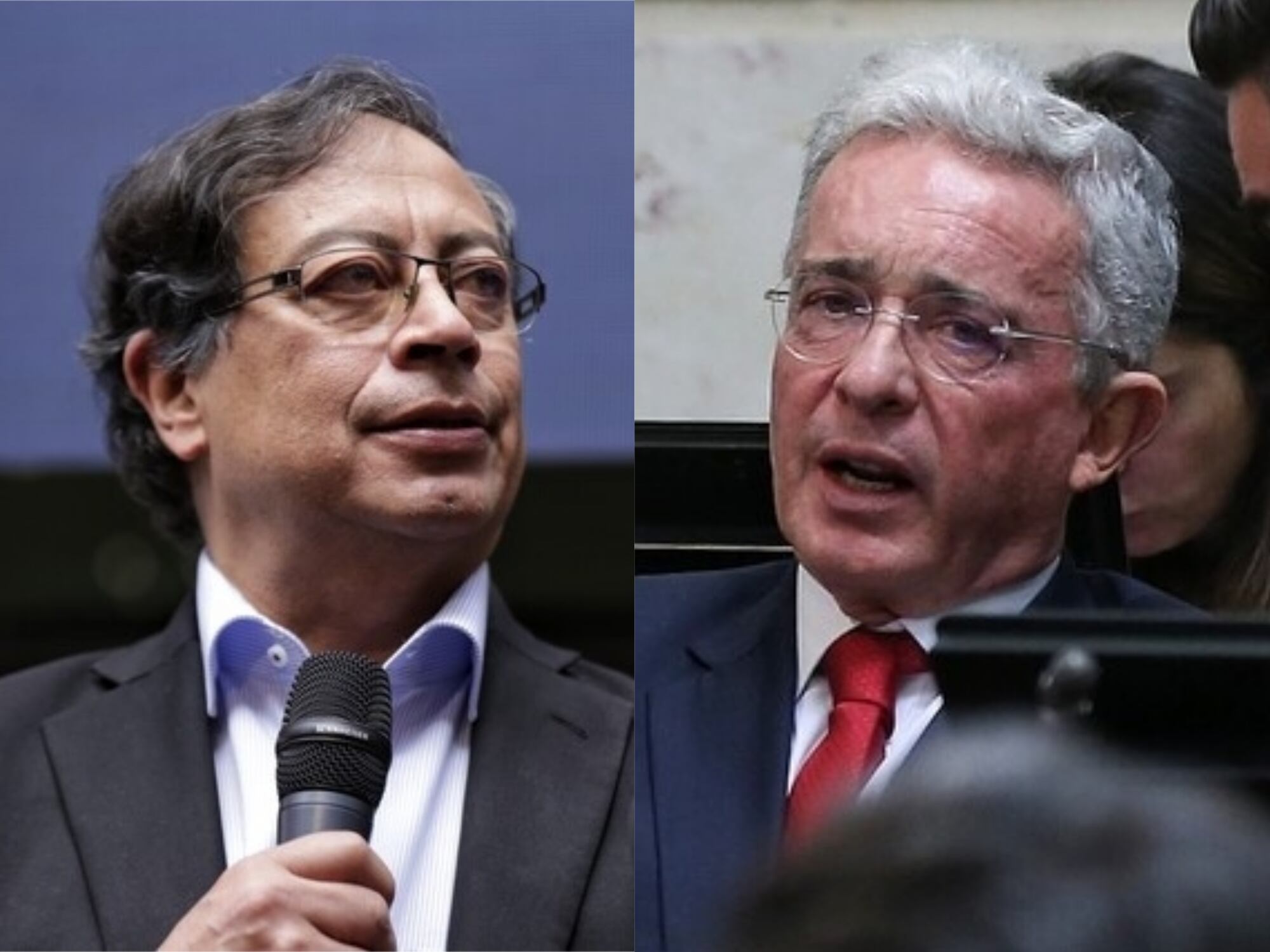 Candidato presidencial Gustavo Petro y expresidente de Colombia, Álvaro Uribe Vélez. Foto: Colprensa